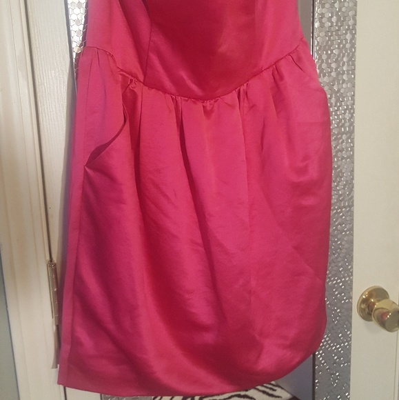 NWT Rachel Roy Black Hot Pink Fuschia Backless Strapless Corset Dress Size 10 - Picture 2 of 9